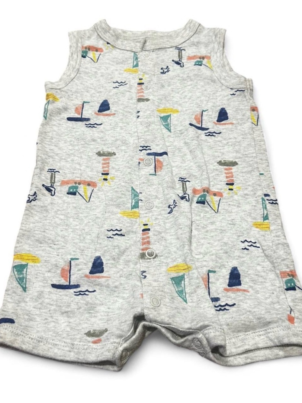 Carter's Heather Gray Sailboat Print Baby One-Piece Romper